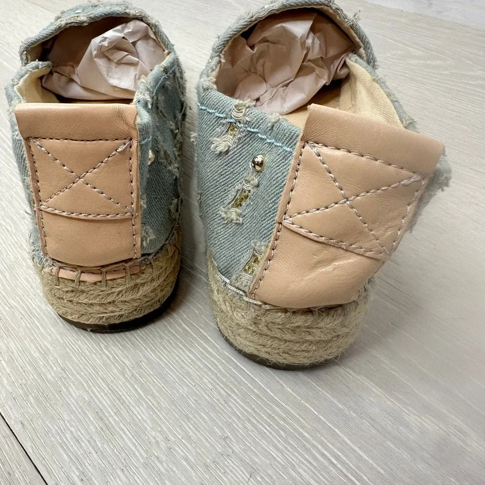 Circus by Sam Edelman Espadrille Flats Womens 8.5 Blue Denim Studded Distressed